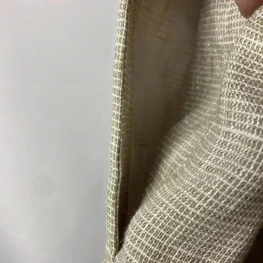 J. JILL WO SIZE‎ LARGE  LINEN LIGHTWEIGHT OATMEAL COLOR SILVER METALLIC THREAD